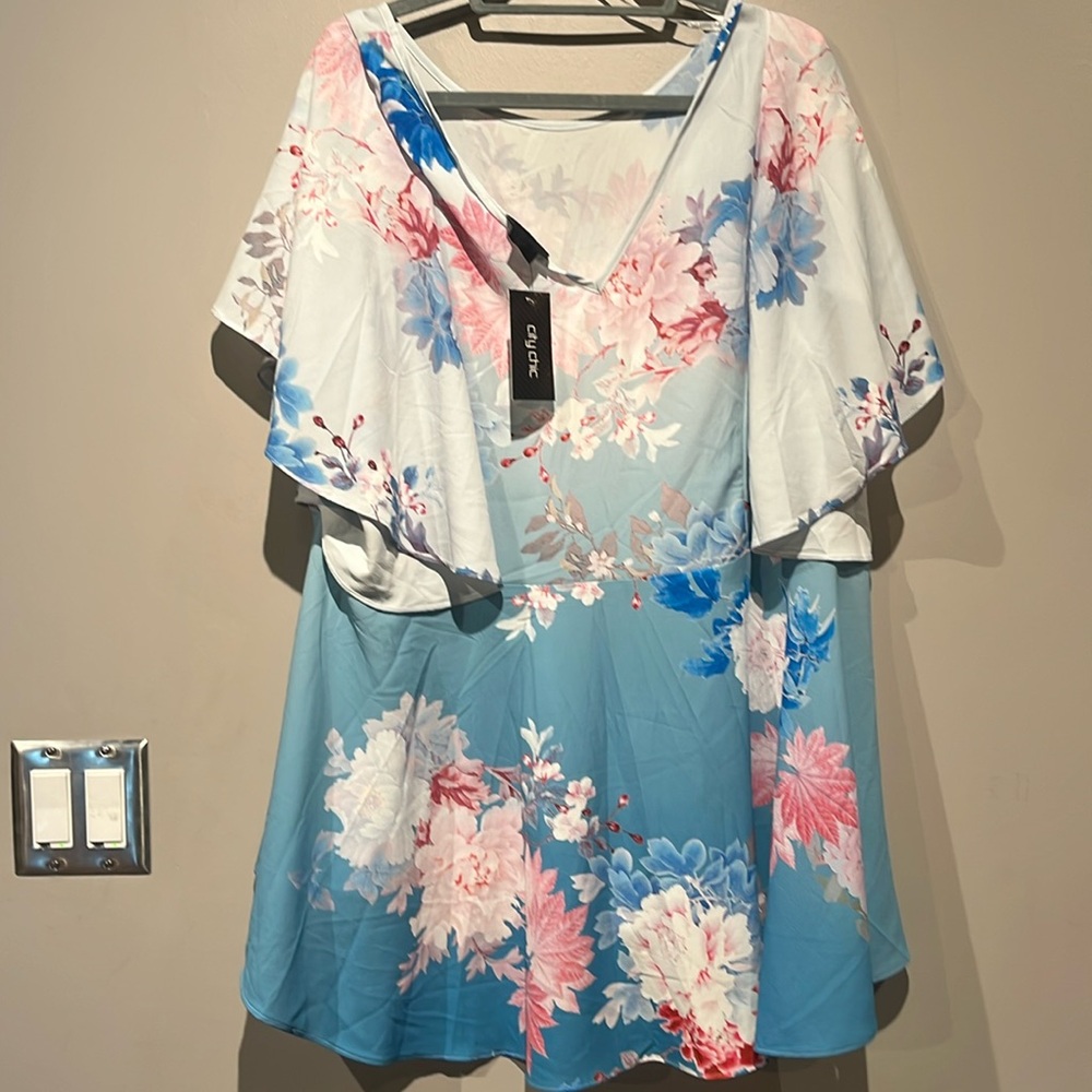 City Chic Women's Tsubaki FloralShort Sleeve Top XL